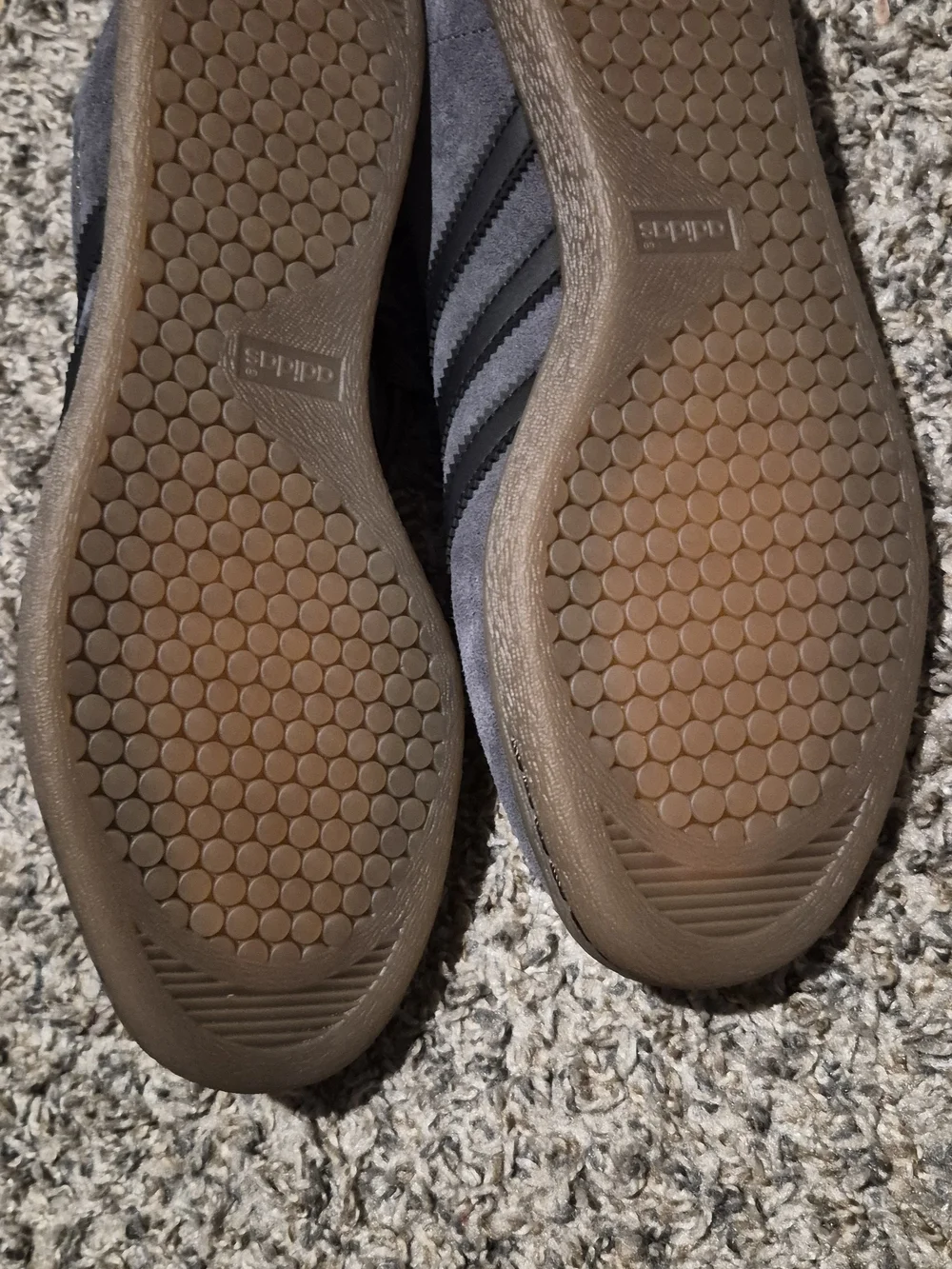 adidas Men’s Gray Suede Sneakers with Black Stripes